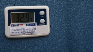 Caixa marca a temperatura indicada para o transporte dos materiais.