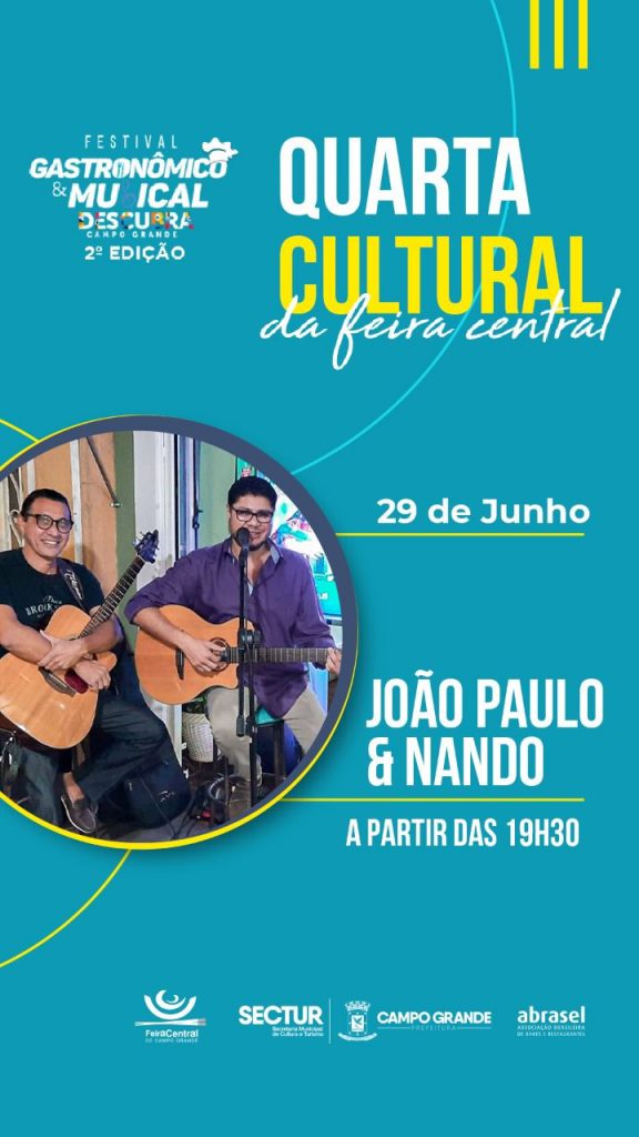 Homenageando Delinha quarta cultural recebe hoje cantores João Paulo e Nando