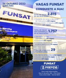 Funsat anuncia 2.815 vagas de emprego em 217 empresas nesta quinta-feira
