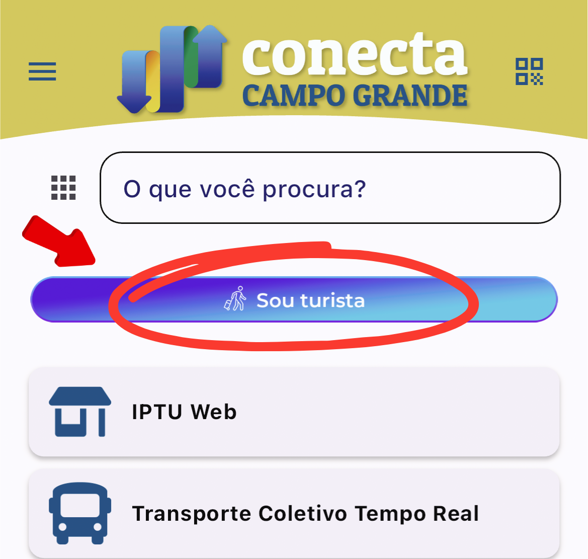 BOTAO SOU TURISTA e1711542212971 Prefeitura amplia funcionalidades do APP Conecta Campo Grande com botão exclusivo para turistas