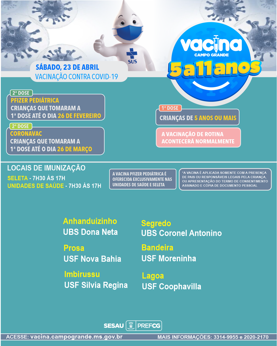 Campo Grande tem plantão de vacinação contra a Covid-19 e Influenza até as 17h