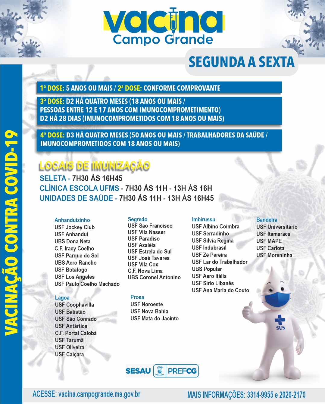 Veja quem pode se imunizar contra Covid nesta segunda-feira em Campo Grande