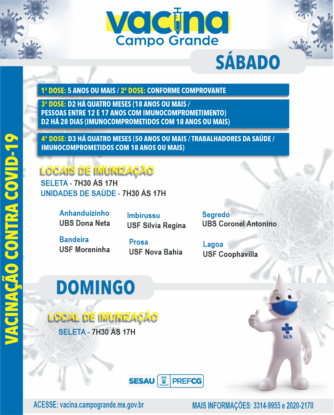Sete locais vacinam contra covid-19 em Campo Grande